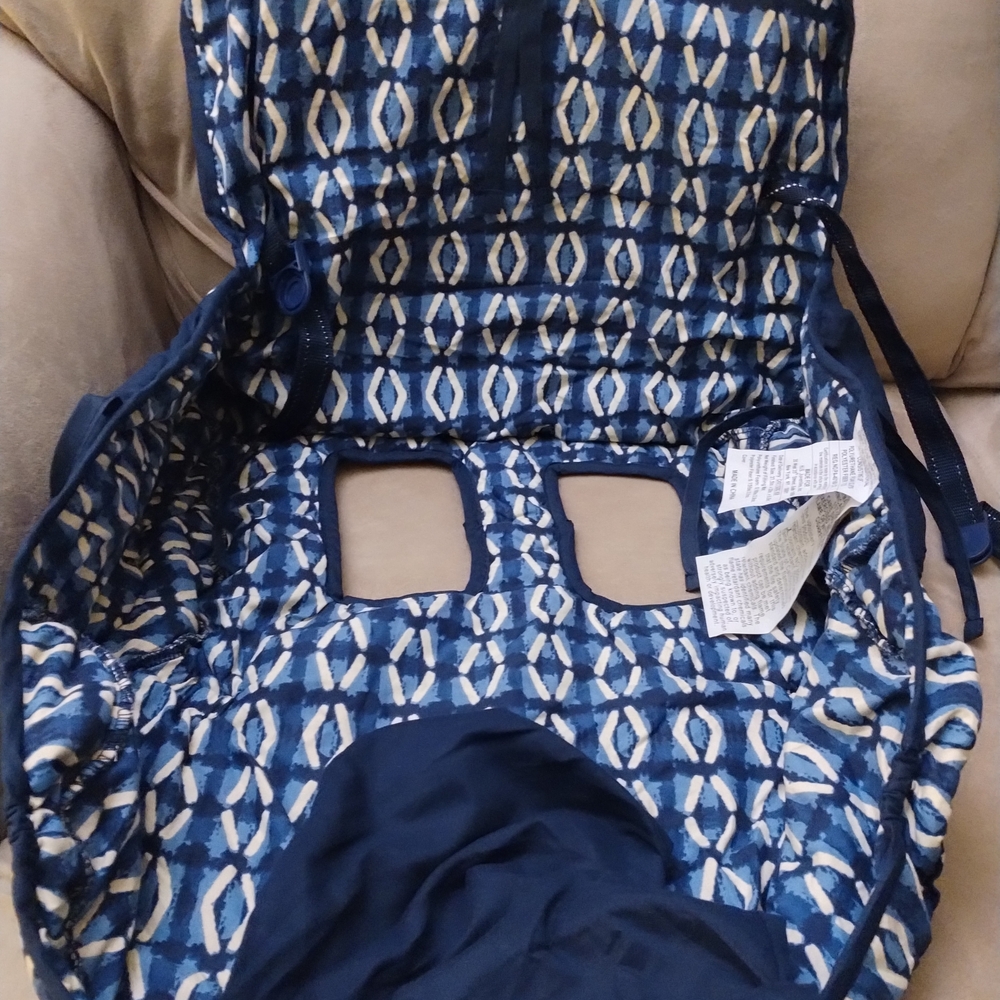 MONBEBE 2 IN 1 SHOPPING CART COVER AND HIGHCHAIR COVER, BLUE Abstract Print.